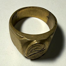 Men's Vintage Gold Tone Engraved Signet Ring - No Stone, Gold Color Ring picture