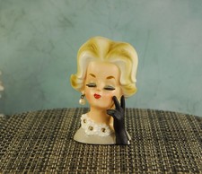 Vtg 1961 Inarco LADY HEAD Vase Pearl Necklace Earrings E-193/S Japan /FLAWS picture