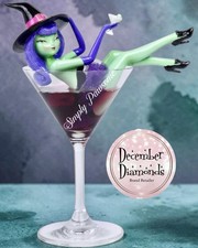 December Diamonds Purple Hair Witch Martini Glass Halloween IN STOCK BY 10/6 picture