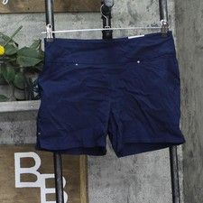 INC International Concepts Side Pocket Mid-Rise Pull-On Shorts Indigo Sea Blue 6 picture