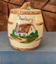 Vintage Manor Ware Ceramic Banbury England Jam Preserve Barrel Pot 3” Souvenir picture