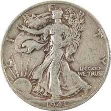 1941 S Liberty Walking Silver Half Dollar VF Very Fine 50c Coin picture
