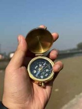 Antique Military Nautical Compass Brass Vintage WWII military Pocket Compass picture