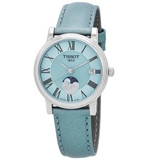 Tissot Carson Moon Phase Quartz Light Blue Dial Ladies Watch T122.223.16.353.00 picture