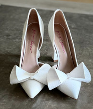 Betsey Johnson Womens Nobble Ivory Glitter Bow D'Orsay 4.25” Heels Shoes 6.5 NIB picture