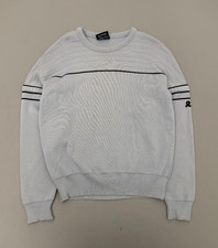 Vintage 80s Demetre Wool Sweater Gray Striped Ski Pullover USA Size Large picture