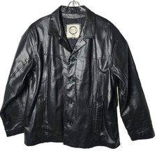 M.Julian Wilsons Vintage Men XL Black Leather Button Down Jacket picture