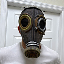 Spirit Halloween Brown/Black Gas Mask Full Face Latex Mask One Size Adjustable picture