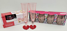 Betsey Johnson Wine Glass Bundle SO PINK Champagne Flutes Stemless + Medici Set picture