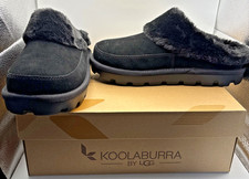 Koolaburra by UGG Tizzey Womens Black Suede Faux Fur Slippers Clogs Size 10 NIB picture