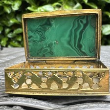 Antique 19th Century Malachite & Brass Box Decorative Collectible Box picture