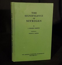 VINTAGE 1932 THE SIGNIFICANCE OF NITROGEN Hardcover BOOK ZANETTI ~  1ST PRINTING picture