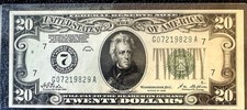 1928 $20 Federal Reserve Note Chicago Numeral Seal Fr 2050-G Gold Clause picture