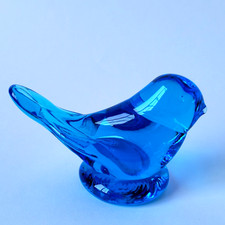 Vintage 1990 Leo Ward Terra Studios Signed Bluebird of Happiness Glass Figurine picture