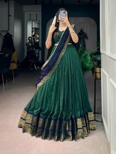 Traditional South Indian Lehenga Choli Zari Border Dupatta Festive Wear picture