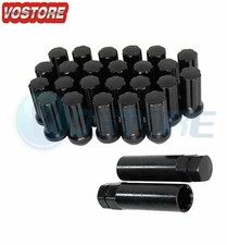 24pc 14x1.5 Black Wheel Lug Nuts w/ Two Keys for Silverado Sierra Yukon XL 1500 picture