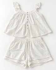 Joie Top and Shorts Set Size S White Cotton Dot Ruffle Peplum picture