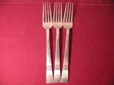 Set Of 3 Dinner Forks Gorham BALUSTER JAPAN Hammered Stainless Steel Flatware 8