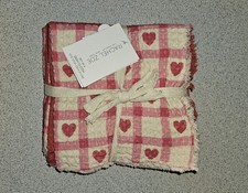 Valentine 3pc Cotton Kitchen Hand  6pc Dishcloth Towels Hearts Pink Red White picture
