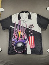 Bowling Team Shirt Mens XL Custom Lisa Vintage Graphic Sport Skull Flames  picture