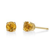 1.1Ct Round Cut Lab Created Citrine Women's Stud Earrings 14K Yellow Gold Plated picture