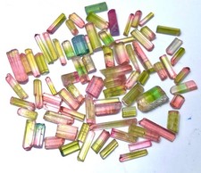 45 Ct Natural Bi-color Tourmaline crystal lot| cutting Grade bi-color tourmaline picture