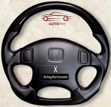 Honda EK 1996-2000 black leather carbon fiber steering wheel. picture