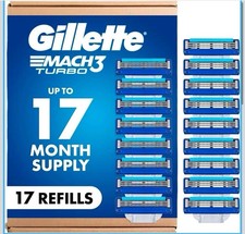 Gillette Mach3 Turbo Mens Razor Blade Refills Cartridges - 17 Count picture