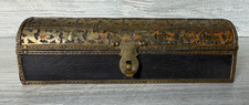 Vintage Islamic Ottoman Wood & Brass Qalamdan Indian Trinket Box 7” x 2