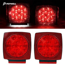 1 Pair Square LED Trailer Lights Waterproof Submersible Lamp Kit for Boat Truck picture