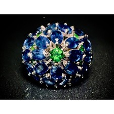 Massive Natural Kyanite Chrome Diopside Cluster Dome Ring picture