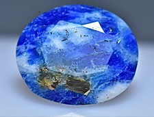 3.90 Carat Awesome Blue Color Oval Faceted Sodalite W/ White Gonnardite & Pyrite picture