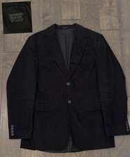 Express Design Studio Mens Black Cotton Stretch Corduroy Blazer Jacket Size 38R picture