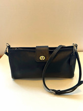 Coach Black Crossbody Bag Turn Lock & Zip, Silver Hardware, Detachable Strap picture