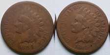 1864 + 1865 Indian Head Cents AG/G+, Two Better Date 1C Pennies picture
