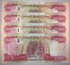 100,000 NEW IRAQI DINAR      UNCIRCULATED 25000 IQD Currency      4 x 25K  IQD picture