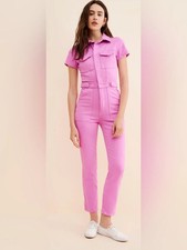 Good American Fit For Success Jumpsuit Pink Denim Utility NWOT XS New No Tag picture