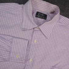 Gitman Bros Shirt Mens 16.5x34 Purple Gingham Check Preppy Made in USA picture