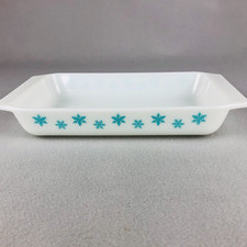 Vintage Pyrex SNOWFLAKE Baking dish 548-B Turquoise 1.25 qt Opalware MCM 1956-63 picture