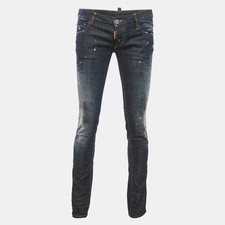Dsquared2 Blue Dark Wash Denim Paint Splatter Distressed Slim Bottom Jeans S picture