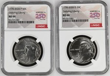 2026 P/D Enduring Liberty Half Dollar Set Graded NGC MS-64 w/ America 250 Label picture