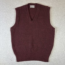 VTG Le Tigre Sleeveless Maroon Ribbed Vest Made In USA Sz L 100% Acrylic V Neck picture