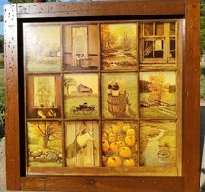VTG 1970s Homco Home Interiors 12 Window Pane Picture Fall Farm B Mitchell 25