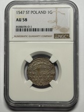 Sigismund I the Old groschen 1547 Kraków NGC AU58 picture