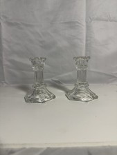 F.T.D.A. clear glass candlestick holders Glass Set Of 2 picture