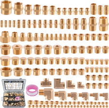 156PCS Brass Pipe Fittings Kit,1/8