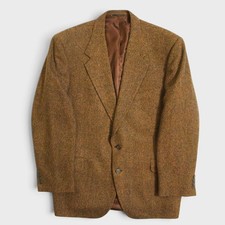 Vintage Tom James Sport Coat 46S Brown Tweed Wool 2 Button picture