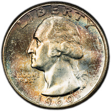1960-P PCGS MS66 Washington Quarter | Double-Sided Rainbow Toning | Sharp Luster picture
