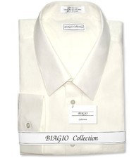 Biagio Mens 100% COTTON Solid CREAM Color Dress Shirt sz 16 32/33 picture