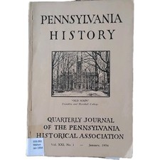Pennsylvania History Quarterly Journal Vol XXI #1 January 1954 Penn Historical picture